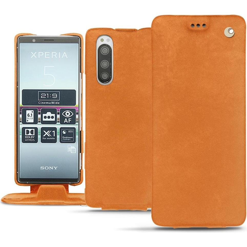 Thumbnail - Noreve Lederschutzhülle vertikal (Sony Xperia 5), Smartphone Hülle, Orange