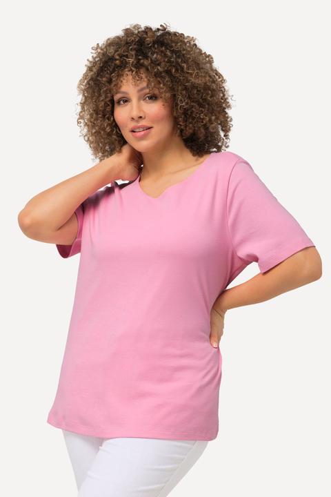 Actual product image Ulla Popken Double Layer Rounded V-Neck Slim Fit Tee (62)