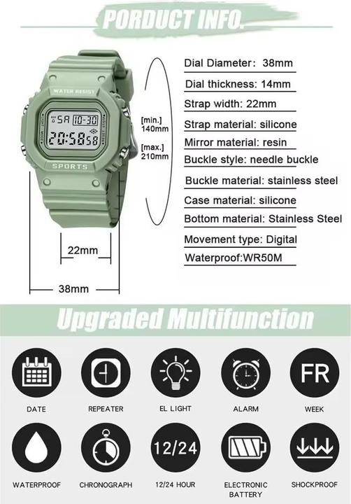 Actual product image Cbx Quadro Sport watch, digital watch with silicone strap green (44 mm)