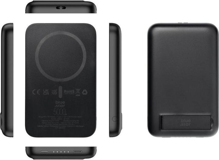 Immagine prodotto Power bank Blue Star BLUE STAR powerbank 5000 mAh compatible with MagSafe 2A 5W W0553 black (5000 mAh, 19.25 Wh)