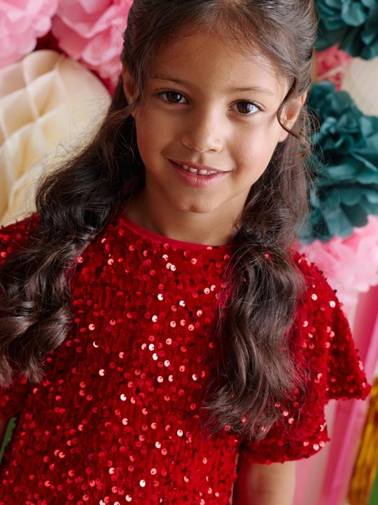 Produktbild Vertbaudet Mädchenkleid aus Samt und Pailletten (110)