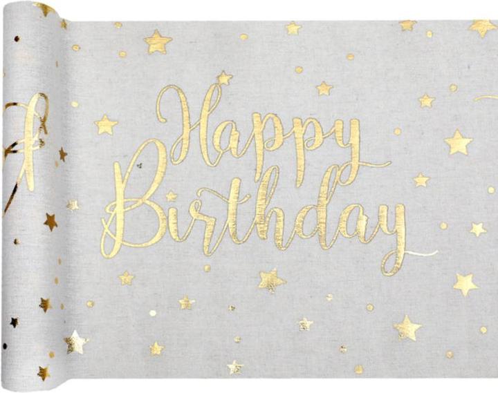 Santex Tischläufer Happy Birthday weiss (300 x 28 cm)