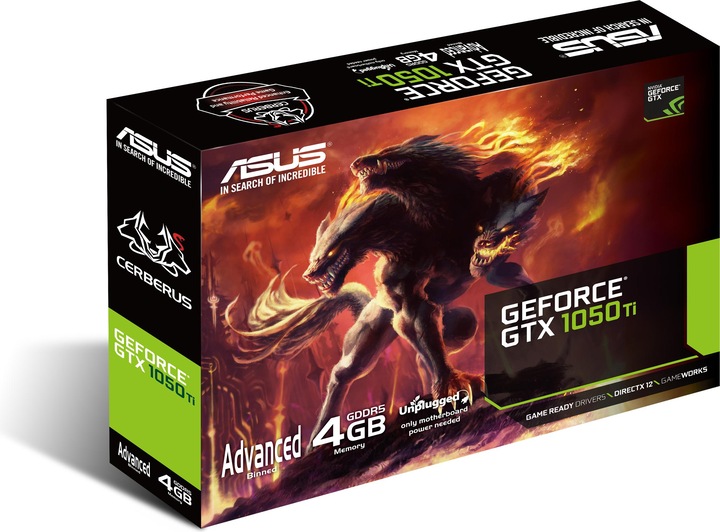 Produktbild ASUS GeForce CERBERUS GTX 1050TI A4G (4 GB)