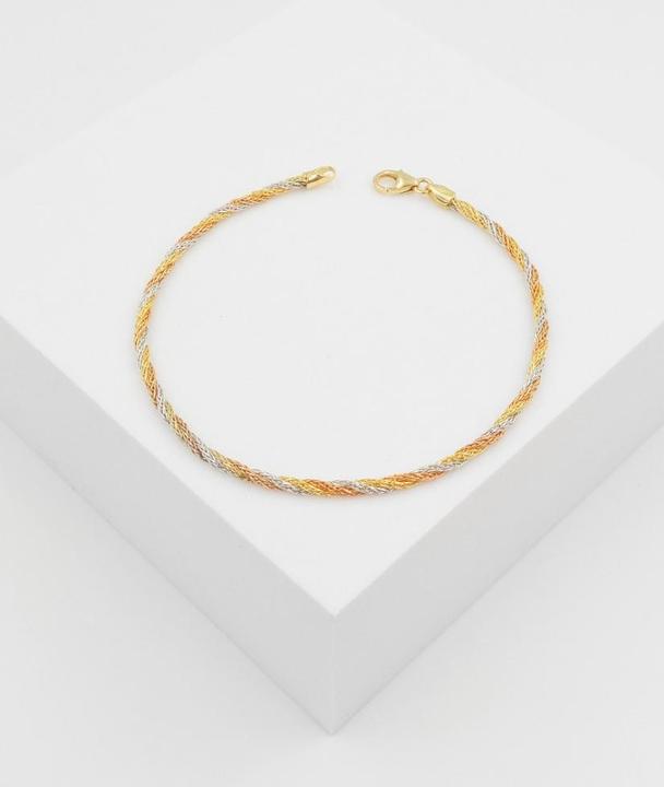 Actual product image Muau Bracelet Cordel Tricolor 750/18K, 19cm (19 cm, 750, 18k Gold)