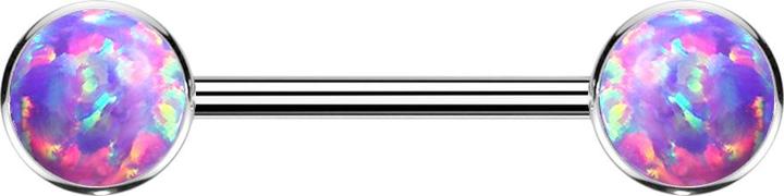 Actual product image Star Piercing Threadless barbell silver disc front with opal violet (Titanium, without brass)