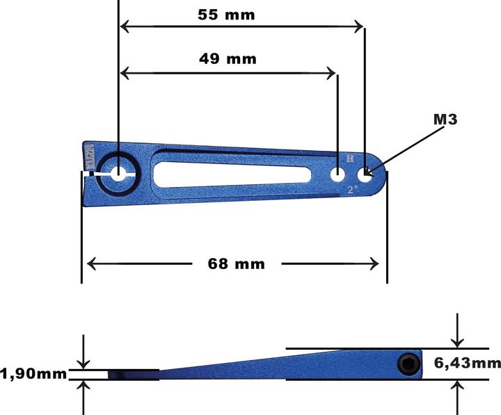 Produktbild Kuza servohebel 1-arm hitec 24t 51/45/39mm 2" m3 heavy duty v2 aluminium