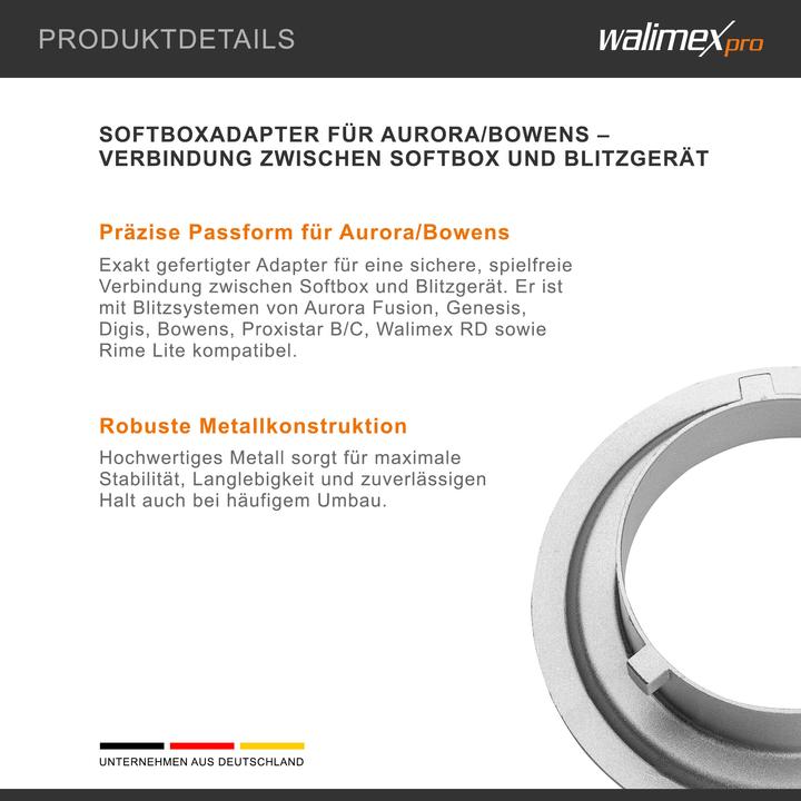 Produktbild Walimex Softbox Adapter für Aurora / Bowens (15.20 cm)