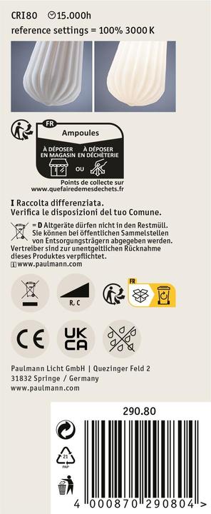 Energie-Label Paulmann White Lampion Kolben ST64 (E27, 400 lm, 1x)