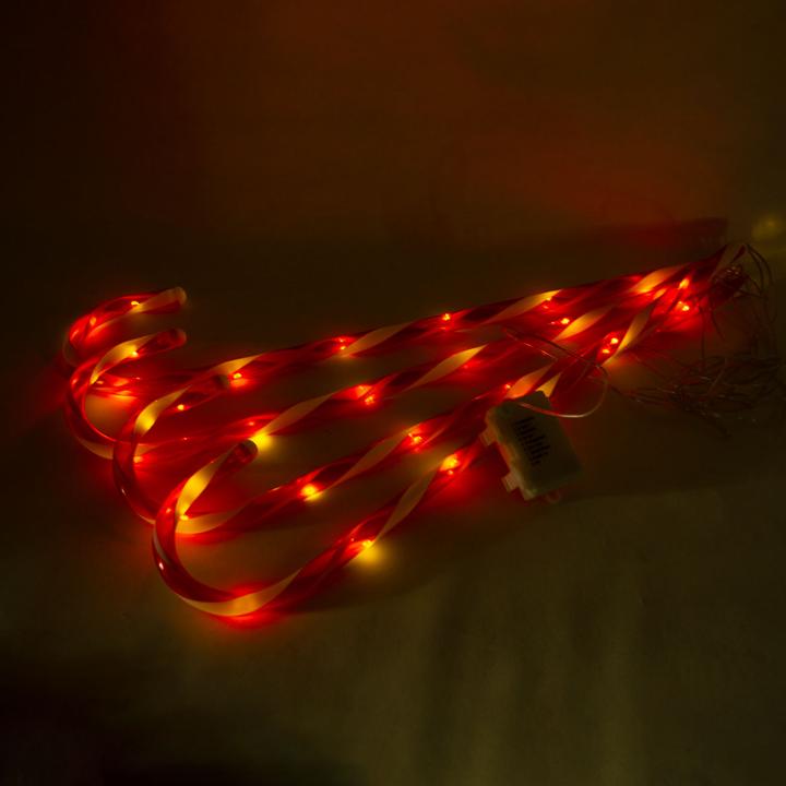 Produktbild Koopman LED-Gartenstecker Zuckerstange, 4 Stück, rot-weiss, je H 74 cm