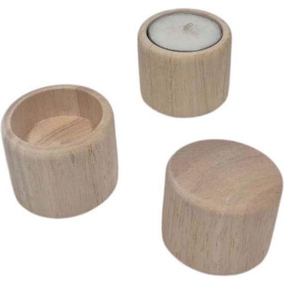Playwood Teelichthalter aus Holz rund stehend