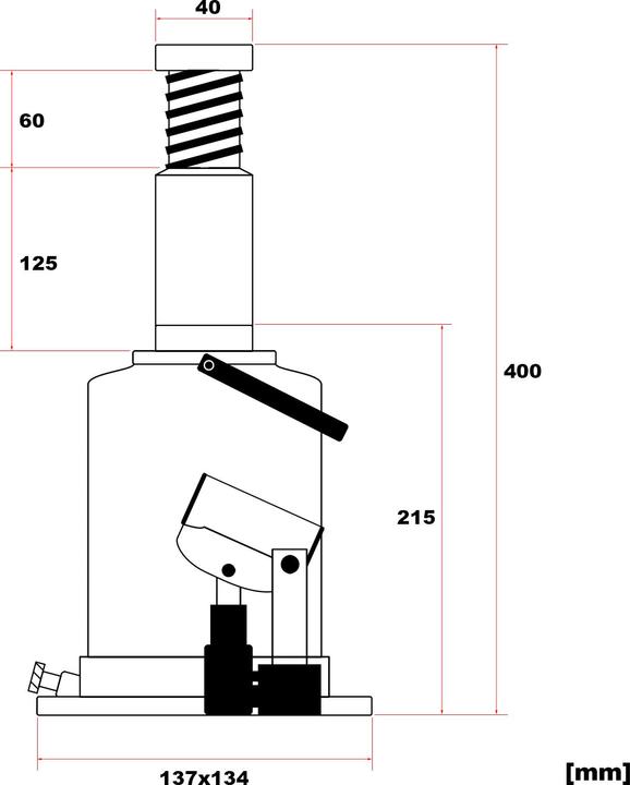 Produktbild Wiltec Hydraulischer Wagenheber 12t PKW Stempelwagenheber Flaschenwagenheber