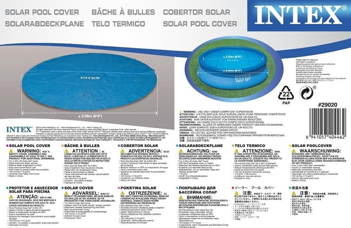 Nährwerte und Zutaten Intex Solar Abdeckplane