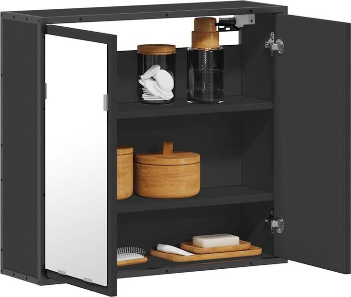 Produktbild vidaXL Spiegelschrank Schwarz 65x20x60 cm Holzwerkstoff (65 x 20 x 60 cm)