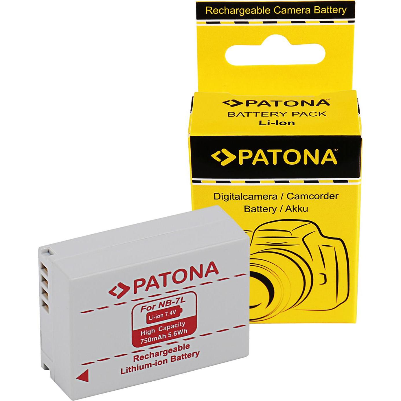 Patona Batteria f. Canon PowerShot G10 G 10 G-10 Canon NB-7L NB7L (Batteria della fotocamera), Alimentatore fotocamera, Grigio