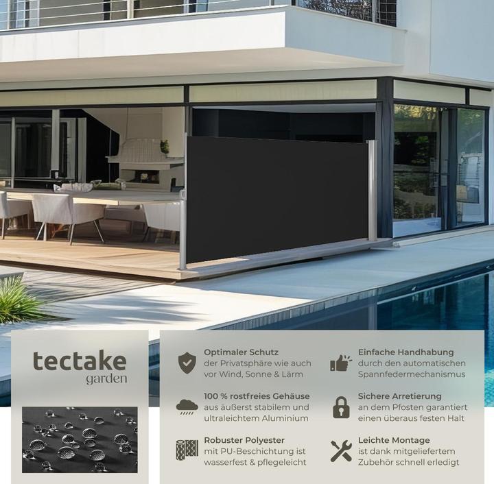 Actual product image tectake Garden Privacy Screen with retractable side awning and aluminium casing (1.60 m)
