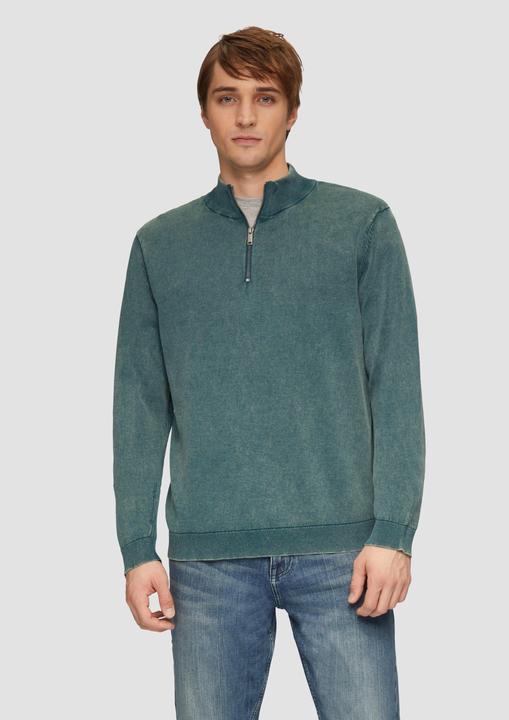 Produktbild S.Oliver Strickpullover Gewaschener Baumwollpullover mit Reissverschlusskragen (S)