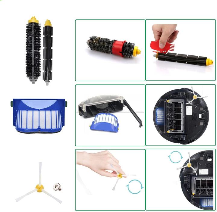 Immagine prodotto Werkstein Spazzole di ricambio e filtro Hepa per iRobot Roomba hoover 500/600 - set di pulizia (13 pezzi)