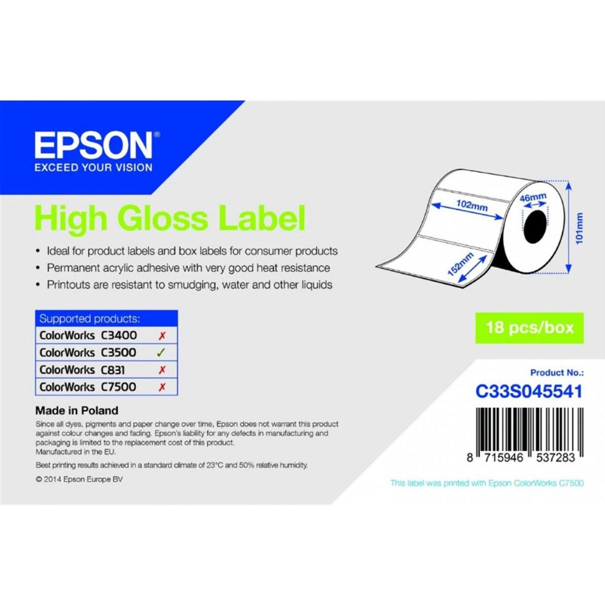 Epson, Etiketten, High Gloss Label 102 mm x152 mm