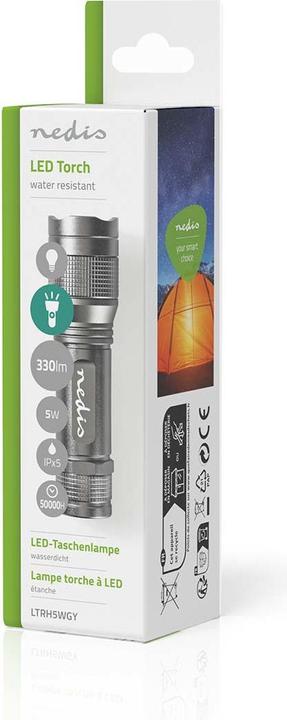 Image du produit Nedis Lampe de poche LED, Premium, 330lm - argenté (3.40 cm, 330 lm)