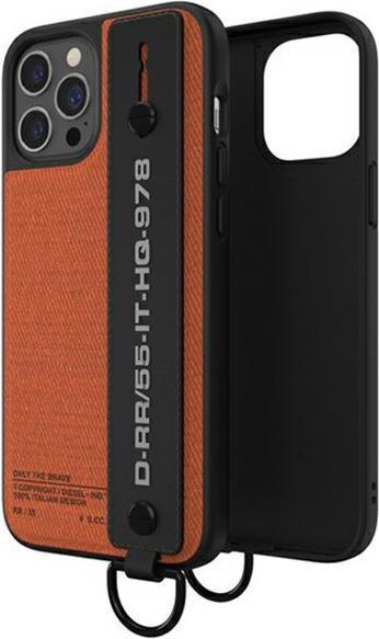 Actual product image Diesel Handstrap Case Utility Twill iPhone 12/12 Pro czarno-pomarańczowy/black-orange 44288 (Apple iPhone 12)