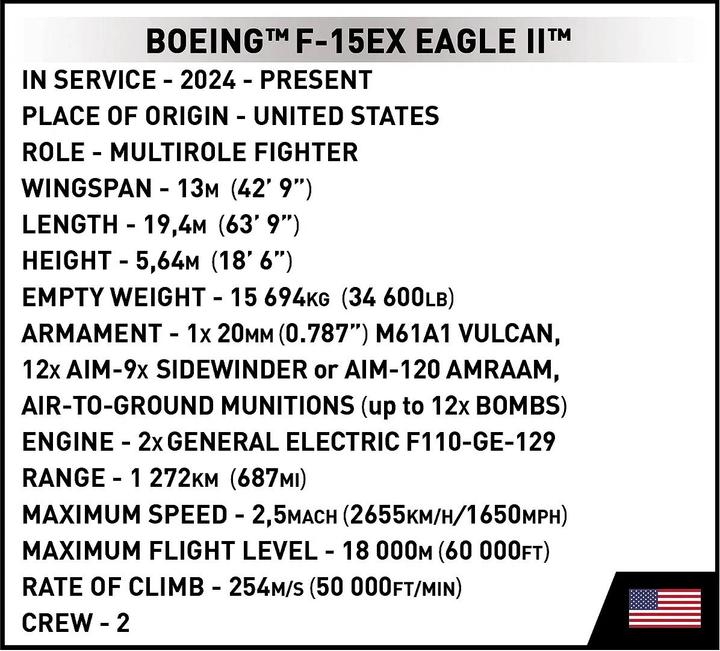 Actual product image Cobi A.F. Boeing Tm F-15EX Eagle II TM