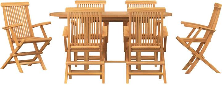 Actual product image vidaXL 7-piece garden dining set made of solid teak wood (160 x 80 x 75 cm)