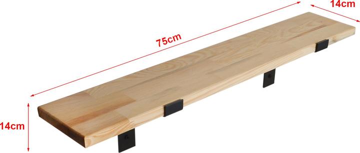 Produktbild En.Casa Wandregal Løgstør im 2er Set Natur (75 x 14 x 14 cm)