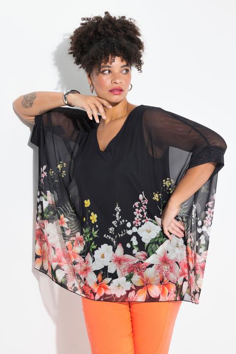 Produktbild Miamoda Bluse, oversized, Mesh, Bordürendruck (50, 52)