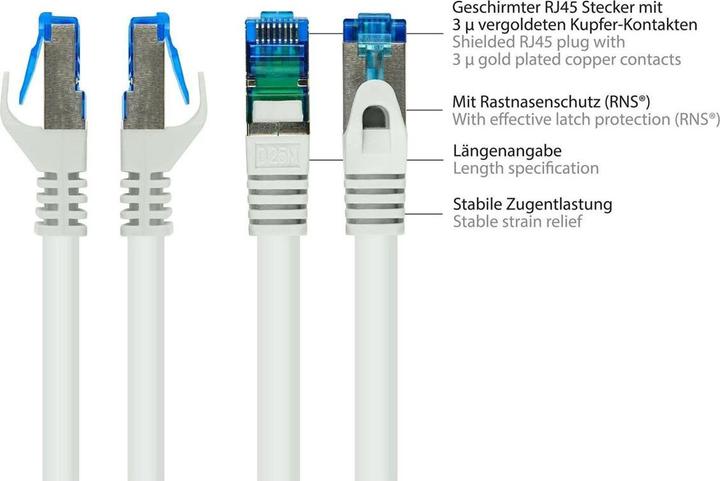 Produktbild Varia SO-33845 - Patchkabel Cat.6a, S/FTP, 15m, weiss (S/FTP, CAT6a, 15 m)