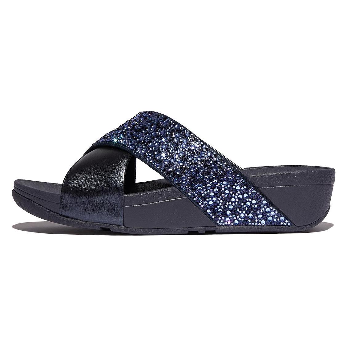 Fitflop, Damen, Sandalen, Lulu Crystal-Mix Metallic Cross, Blau, (40)