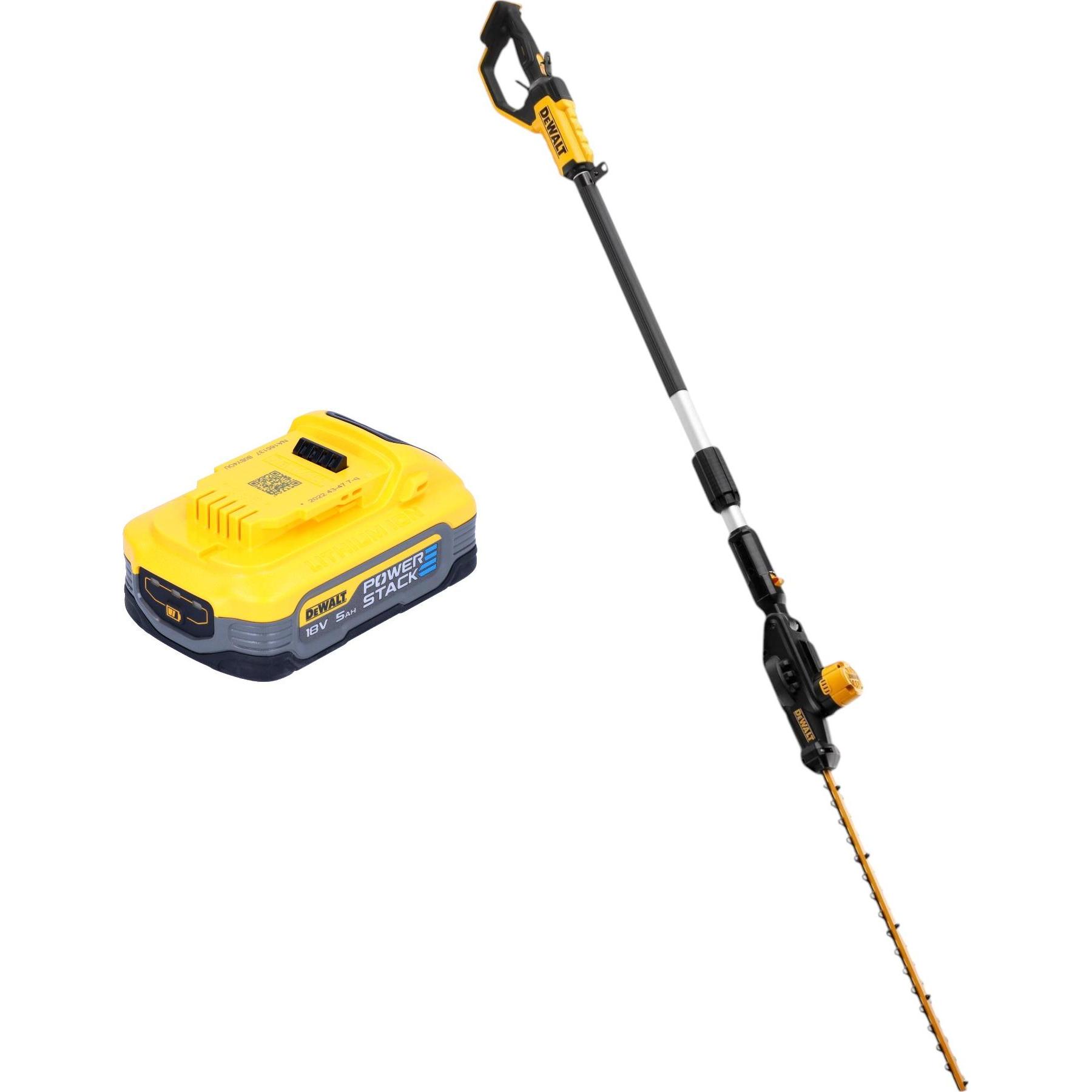DeWalt, Heckenschere, DCMPH 566 N Akku Stabheckenschere 18 V 55 cm + 1x Powerstack Akku 5,0 Ah - ohne Ladegerät (Akkuhec...