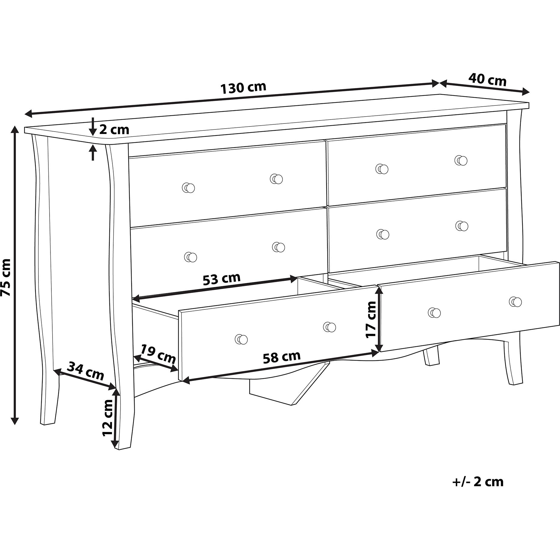 Thumbnail - Beliani, Kommode + Sideboard, Winchester (130 x 40 x 75 cm)