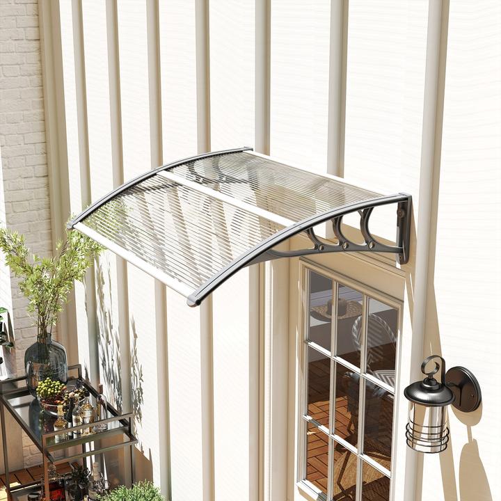 Image du produit Outsunny Vordach für Haustür Polycarbonat Silber