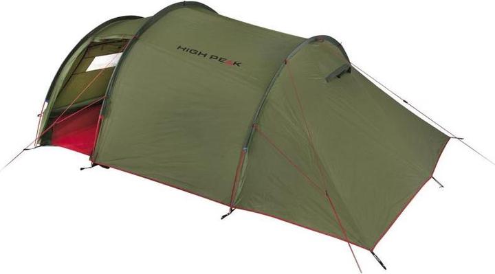 Produktbild High Peak Tunnelzelt Falcon 4 LW,grün/rot, Modell 2023, mit Vorbau für Gepäck (Tunnelzelt, 4.80 kg, 4 Personen)