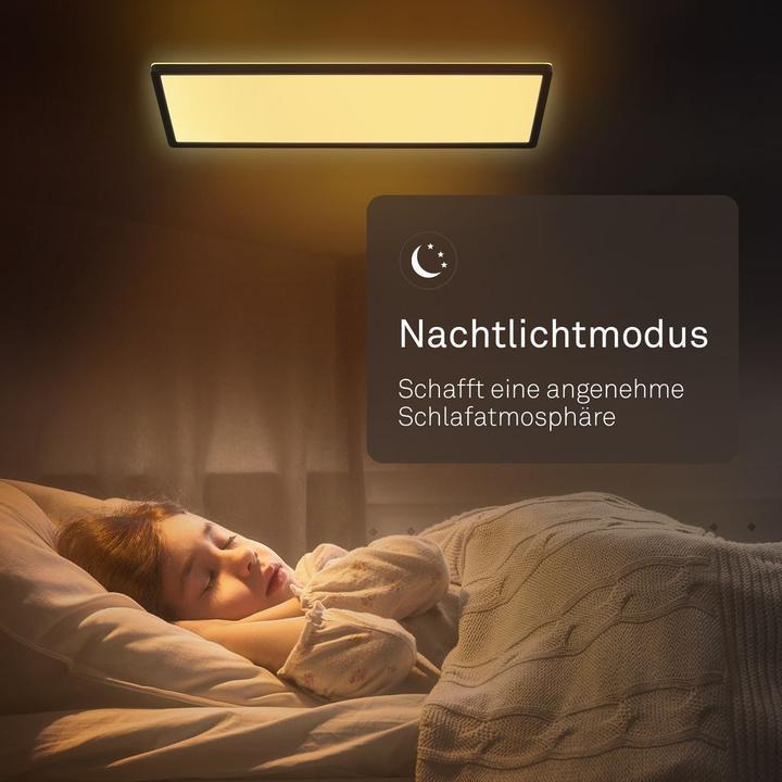 Actual product image B.K.Licht SHALLOW ultraflaches LED Panel, IP44, schwarz, 580x200 (3000 lm)