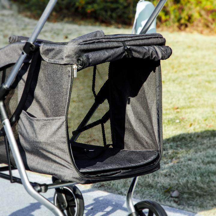 Actual product image PawHut Hundewagen Polyester, Aluminium Grau (Cat, Dog, Breathable, Foldable, Washable)