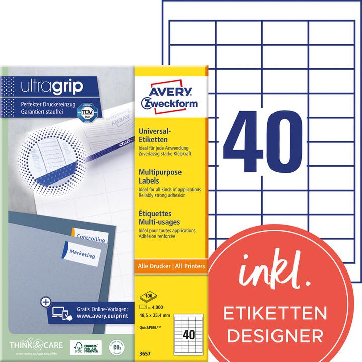 Actual product image Avery Universal labels