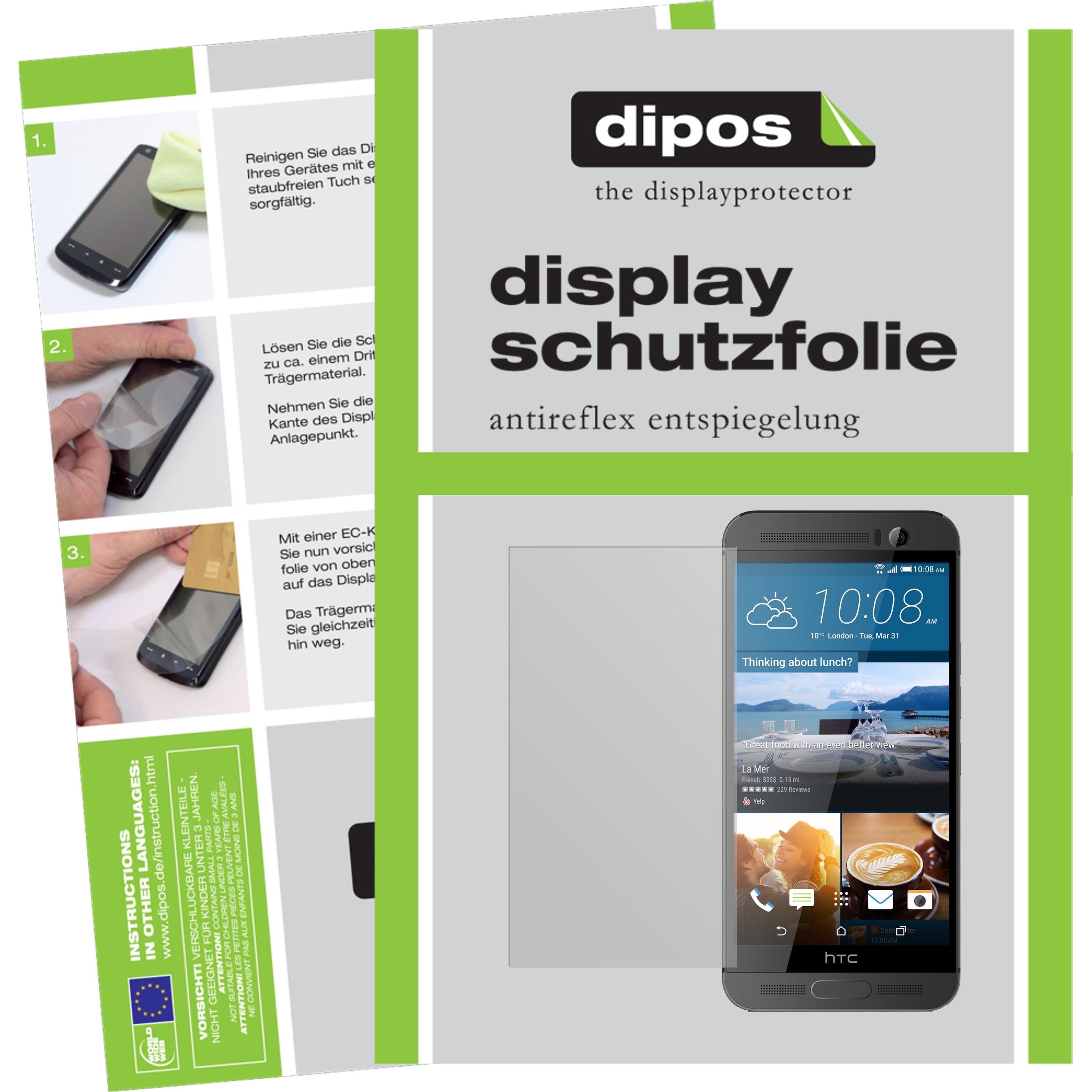 Dipos Displayschutzfolie Antireflex (2 Stück, HTC One M9+), Smartphone Schutzfolie, Transparent
