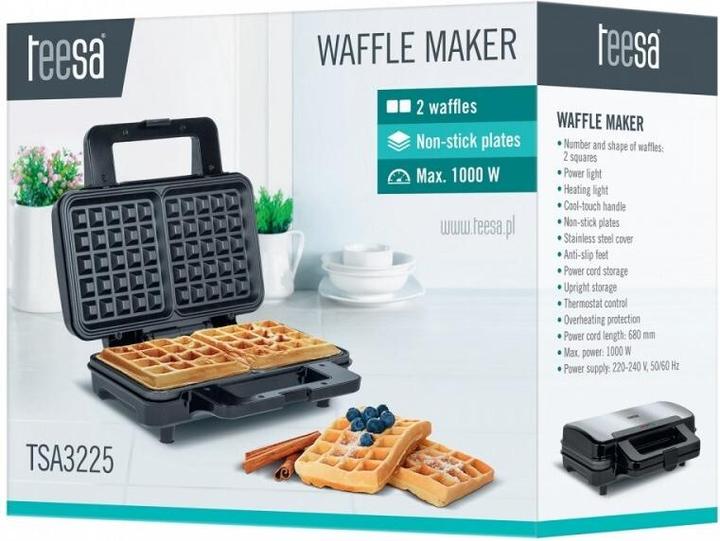 Actual product image Teesa Sandwich maker 2 large 1000W Teflon waffles
