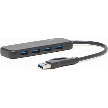 Bluestork HUB USB-A/USB-C/4 ports USB/Noir (USB-A, USB-C, 4 porte), Docking station + Hub USB, Nero