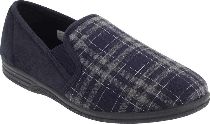 Actual product image Zedzzz Mens Harley Check Felt Gusset Slippers (50.5)