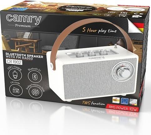 Immagine prodotto Camry Altoparlante con radio | CR 1902 W | 5 W | Bluetooth | Bianco | Connessione wireless (5 h)