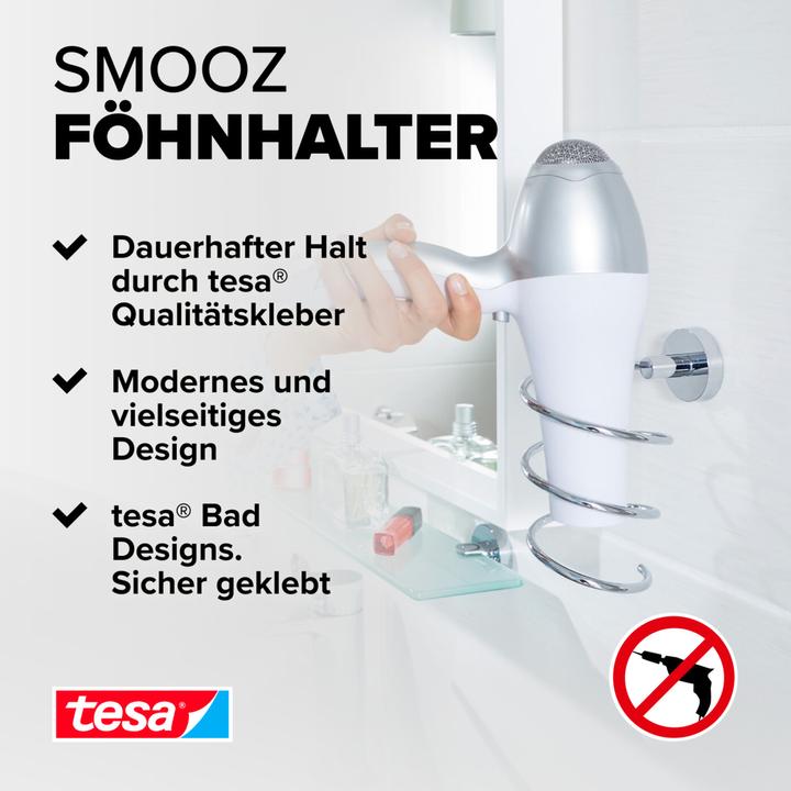 Produktbild tesa SMOOZ Föhnhalter inkl. Klebelösung ohne Bohren