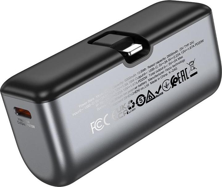 Actual product image Hoco - Q31 Ingenious PD20W Powerbank, 5000mAh, Lightning-Anschluss, tragbar, schwarz (5000 mAh, 20 W, 18.50 Wh)