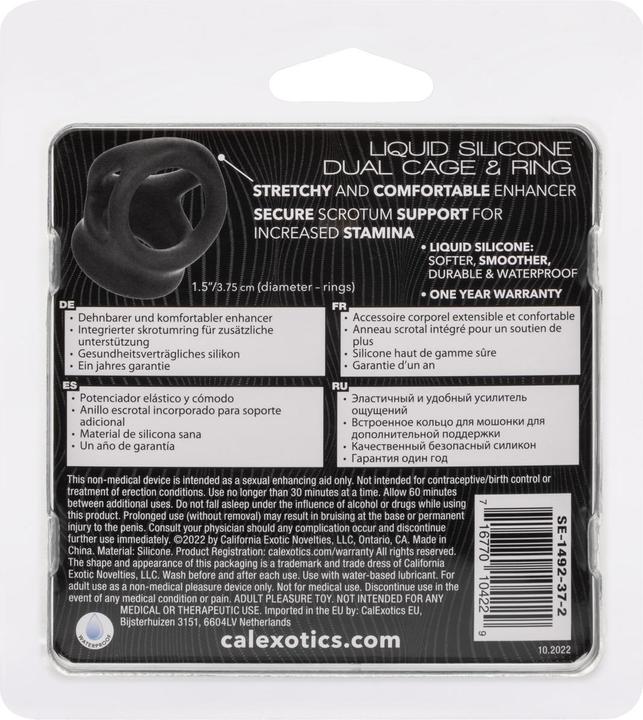 Actual product image CalExotics Alpha™ Liquid Silicone Dual Cage & Ring (3.75 cm)