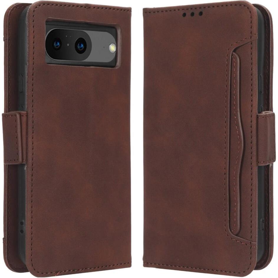 Cover-Discount Google Pixel 8 - Etui mit vielen Kartenfächer braun (Google Pixel 8), Smartphone Hülle, Braun
