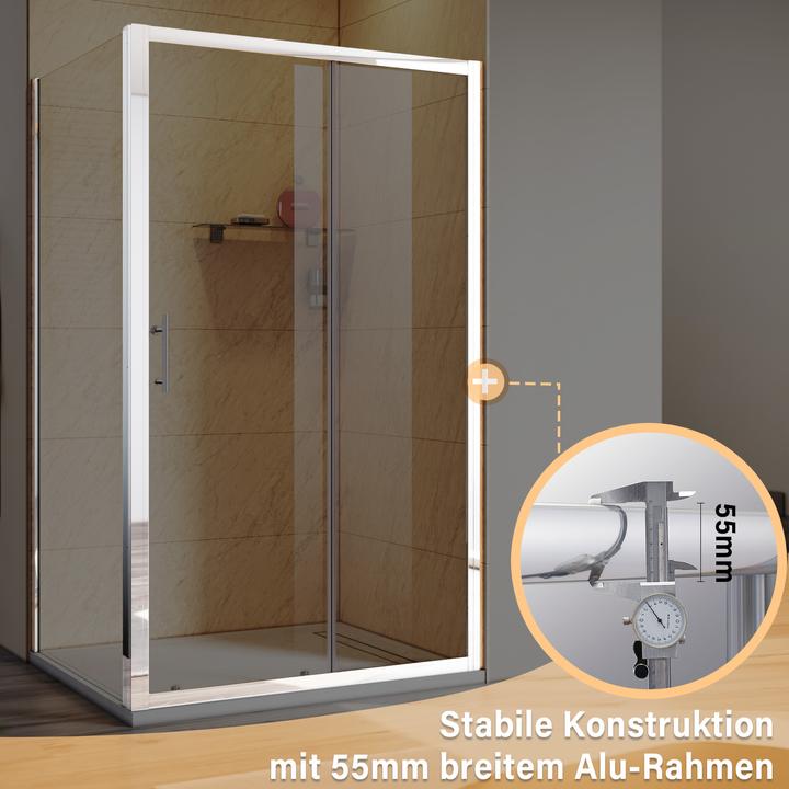 Actual product image SONNI shower cubicle, 130 x 70 cm, sliding door, ESG safety glass, shower enclosure, shower door wit (130 cm, 130 cm, 185 cm)