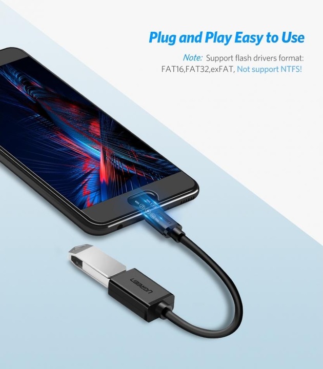 Actual product image Ugreen Micro USB 2.0 OTG Adapter Cable (0.10 m, USB 2.0)