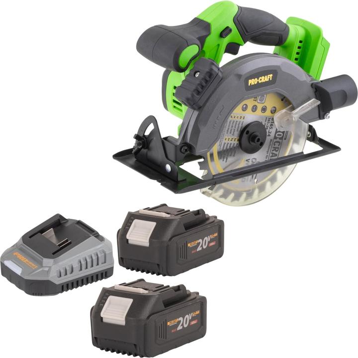 Produktbild Procraft PCA28bb Akku Kreissäge 20 V 165 mm Brushless + 2x Akku 4,0 Ah + Ladegerät