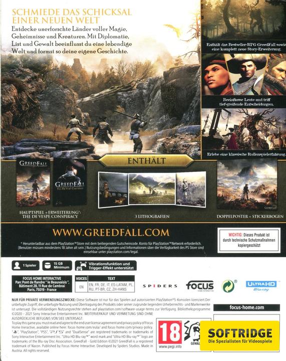 Image du produit Focus Home Interactive GreedFall - Édition Gold (y compris le DLC bonus) (PS5, DE)